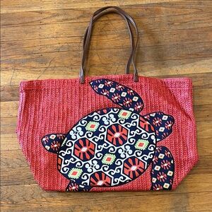 Red Patterned Tote Bag